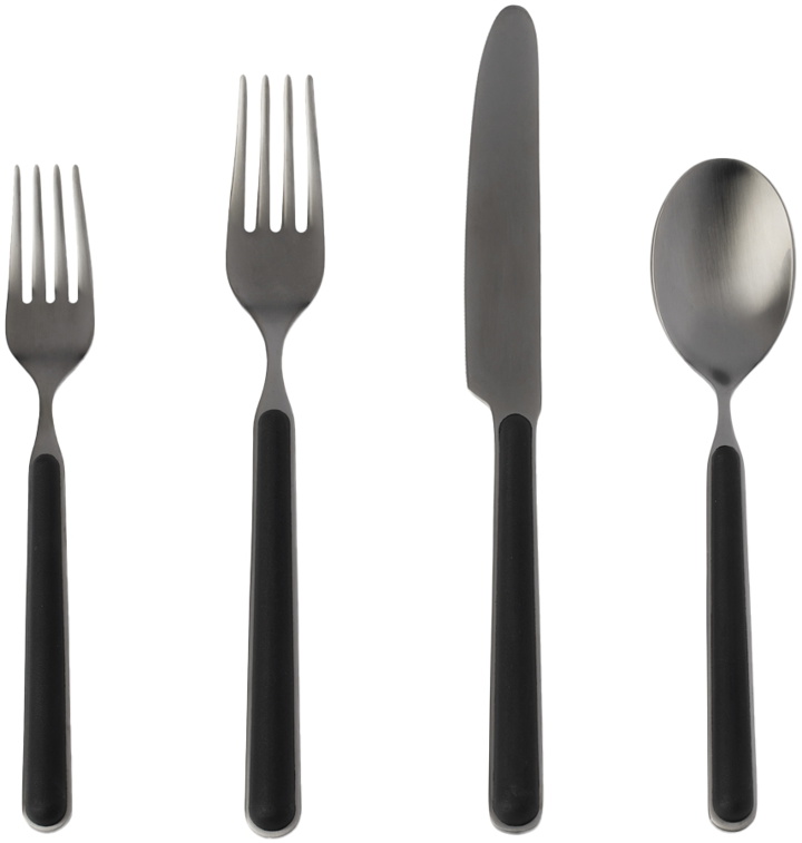 Photo: Mepra SSENSE Exclusive Silver & Black Fantasia Cutlery Set, 5 pcs