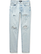 AMIRI - MX1 Skinny-Fit Bandana-Print Leather-Panelled Stretch-Denim Jeans - Blue - UK/US 34