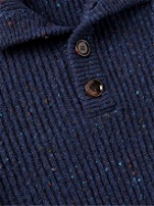 Aspesi - Ribbed Wool Half-Placket Sweater - Blue