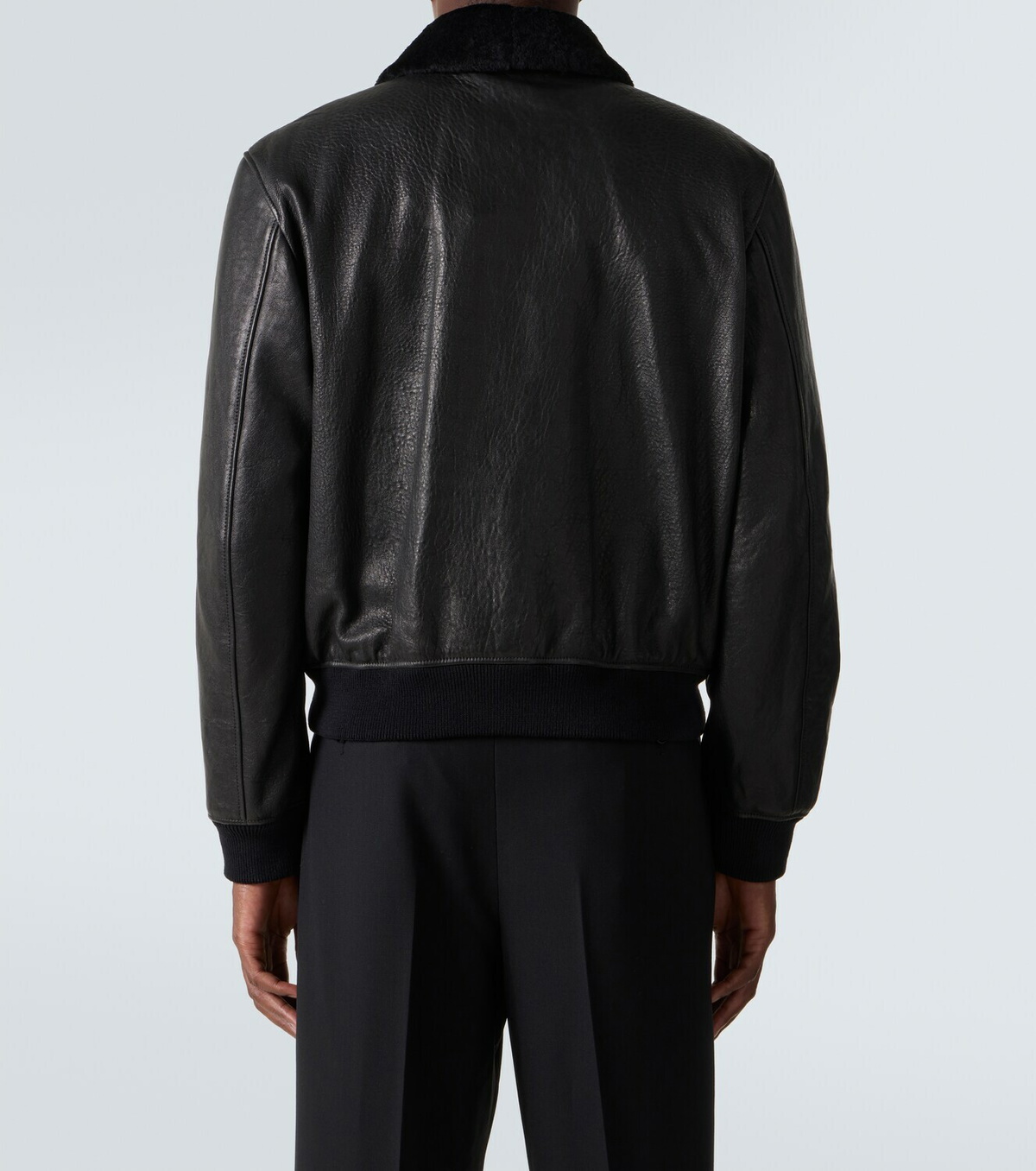 Saint Laurent Shearling-trimmed leather bomber jacket