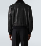 Saint Laurent Shearling-trimmed leather bomber jacket