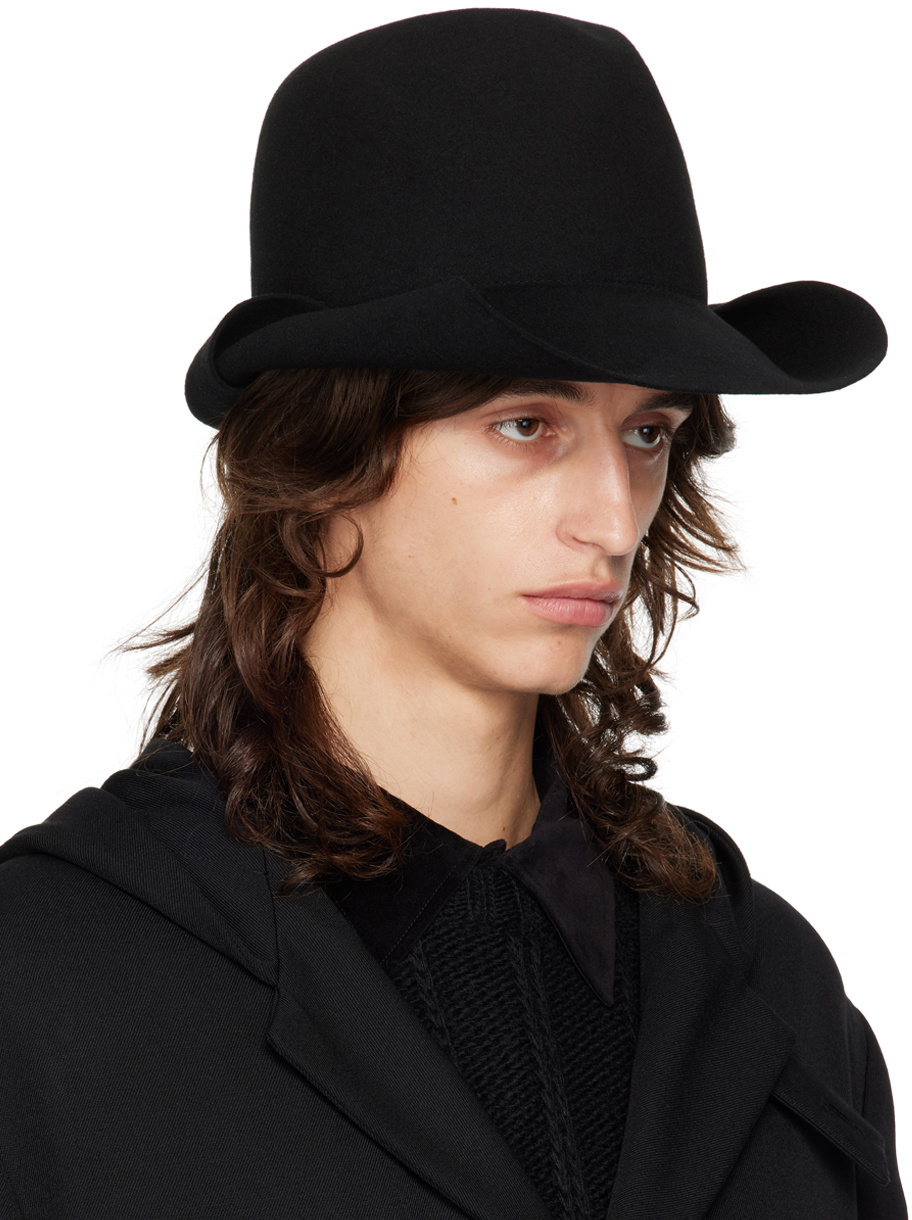 YOHJI YAMAMOTO Black Roll Brim Hat