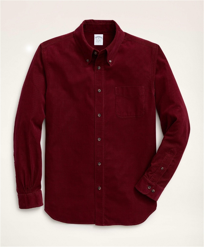 Photo: Brooks Brothers Men's Regent Regular-Fit Sport Shirt, Button-Down Collar Pinwale Corduroy | Red