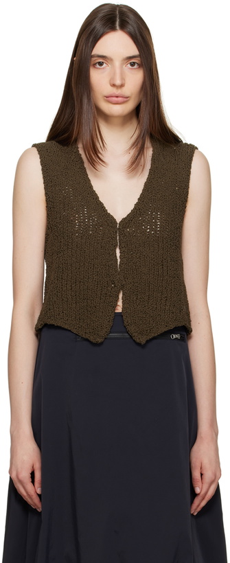 Photo: OPEN YY Khaki Asymmetric Vest