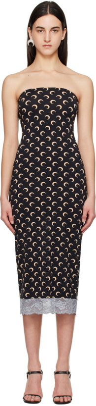 Photo: Marine Serre Black Recycled Moon Jersey Bustier Midi Dress