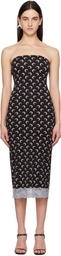 Marine Serre Black Recycled Moon Jersey Bustier Midi Dress