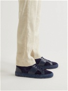 Mr P. - Larry Leather-Panelled Re-Suede Sneakers - Blue