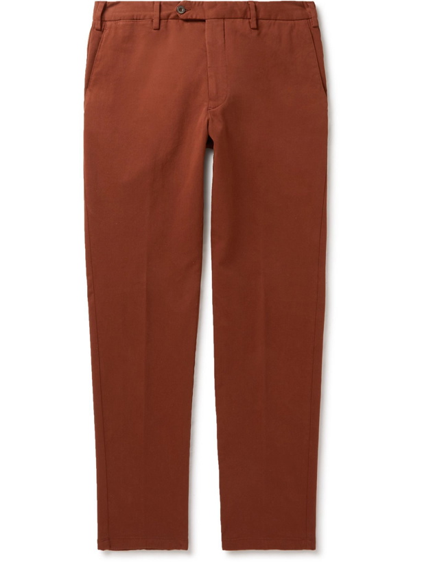Photo: Lardini - Tapered Cotton-Blend Twill Trousers - Red