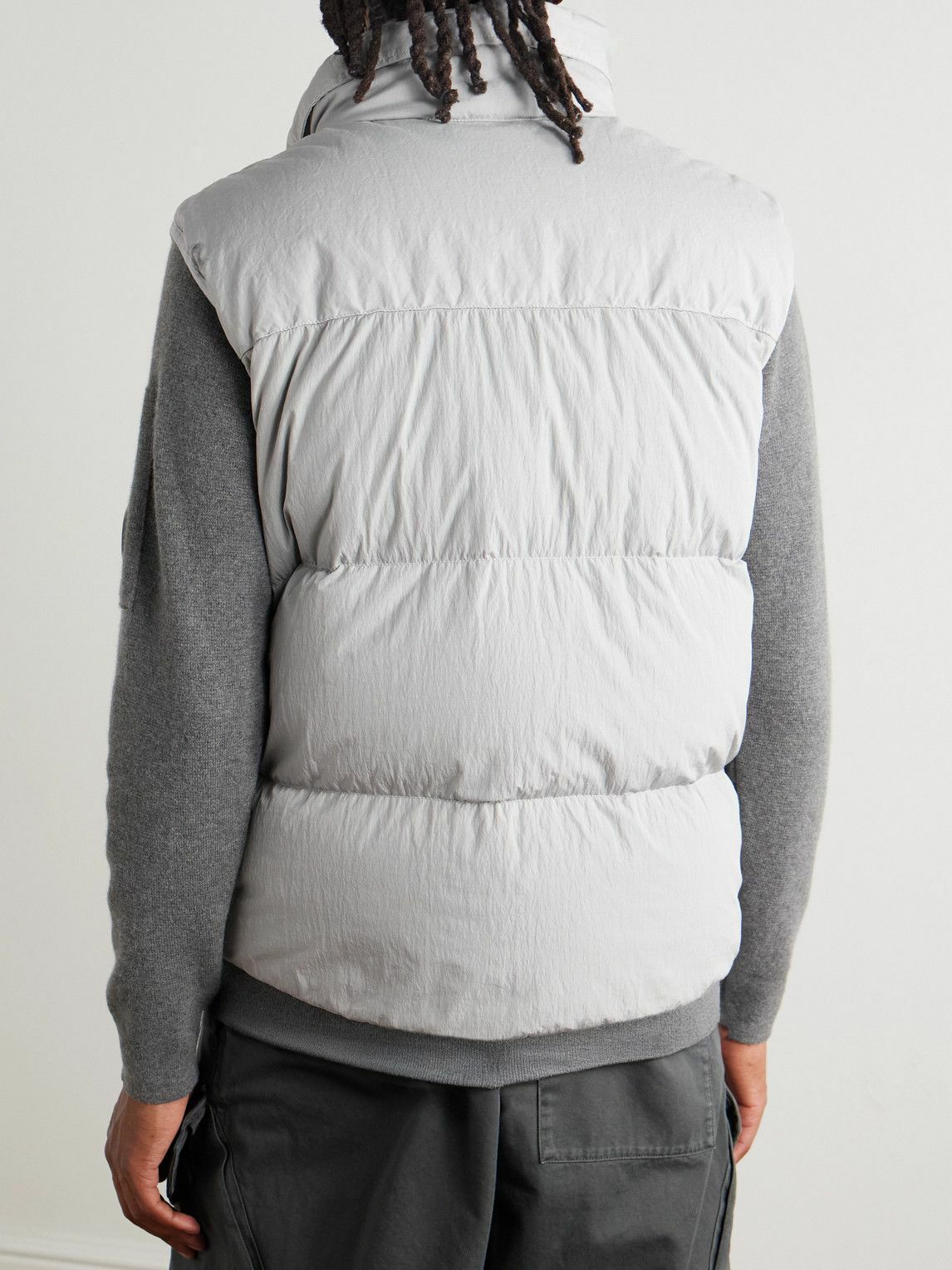 C.P. Company - Eco-Chrome R Padded Recycled-Shell Hooded Down Gilet - Gray