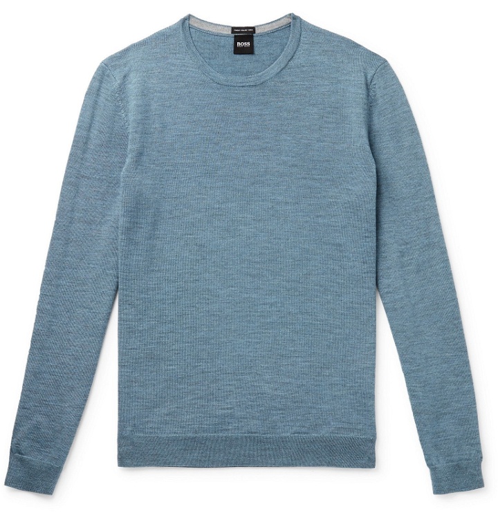 Photo: Hugo Boss - Slim-Fit Virgin Wool Sweater - Blue