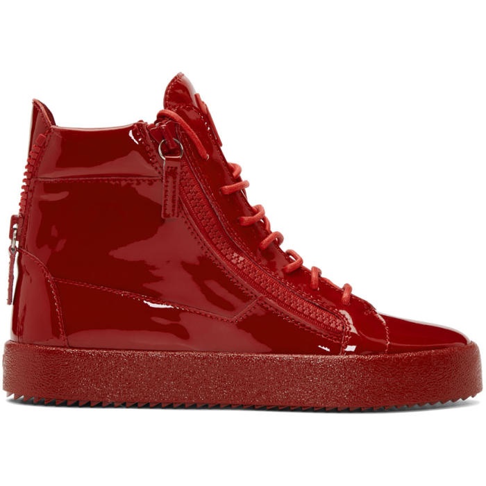 Photo: Giuseppe Zanotti Red Patent May London High-Top Sneakers
