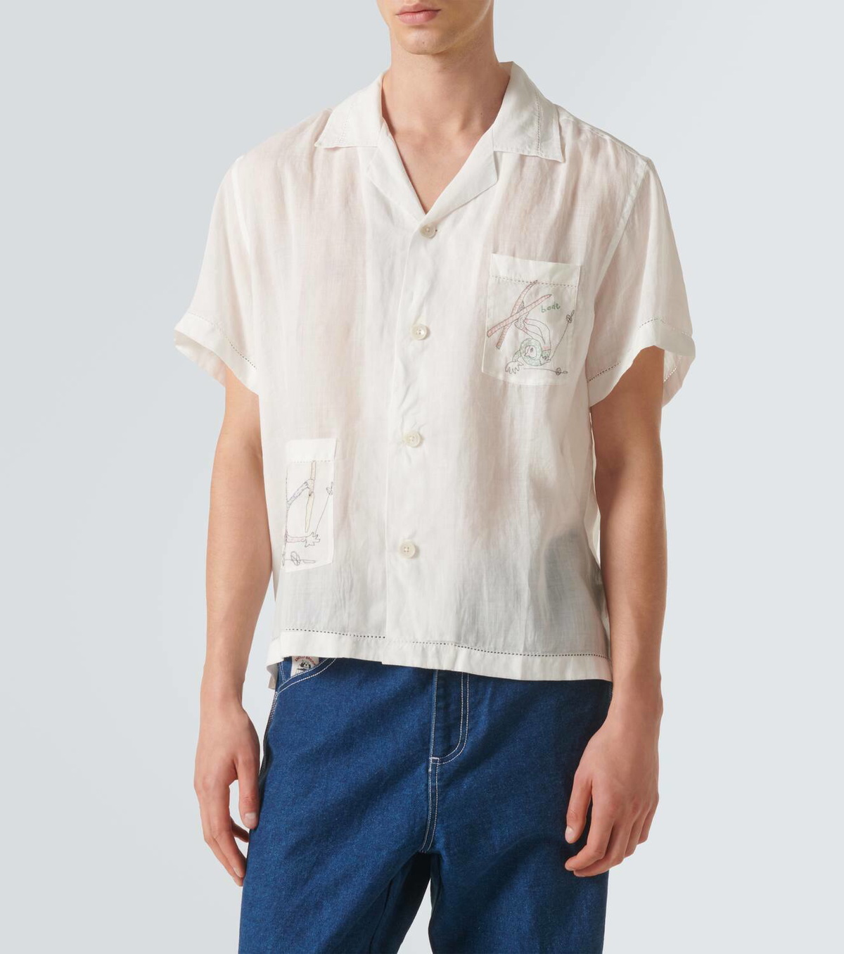 Bode Skiers linen bowling shirt