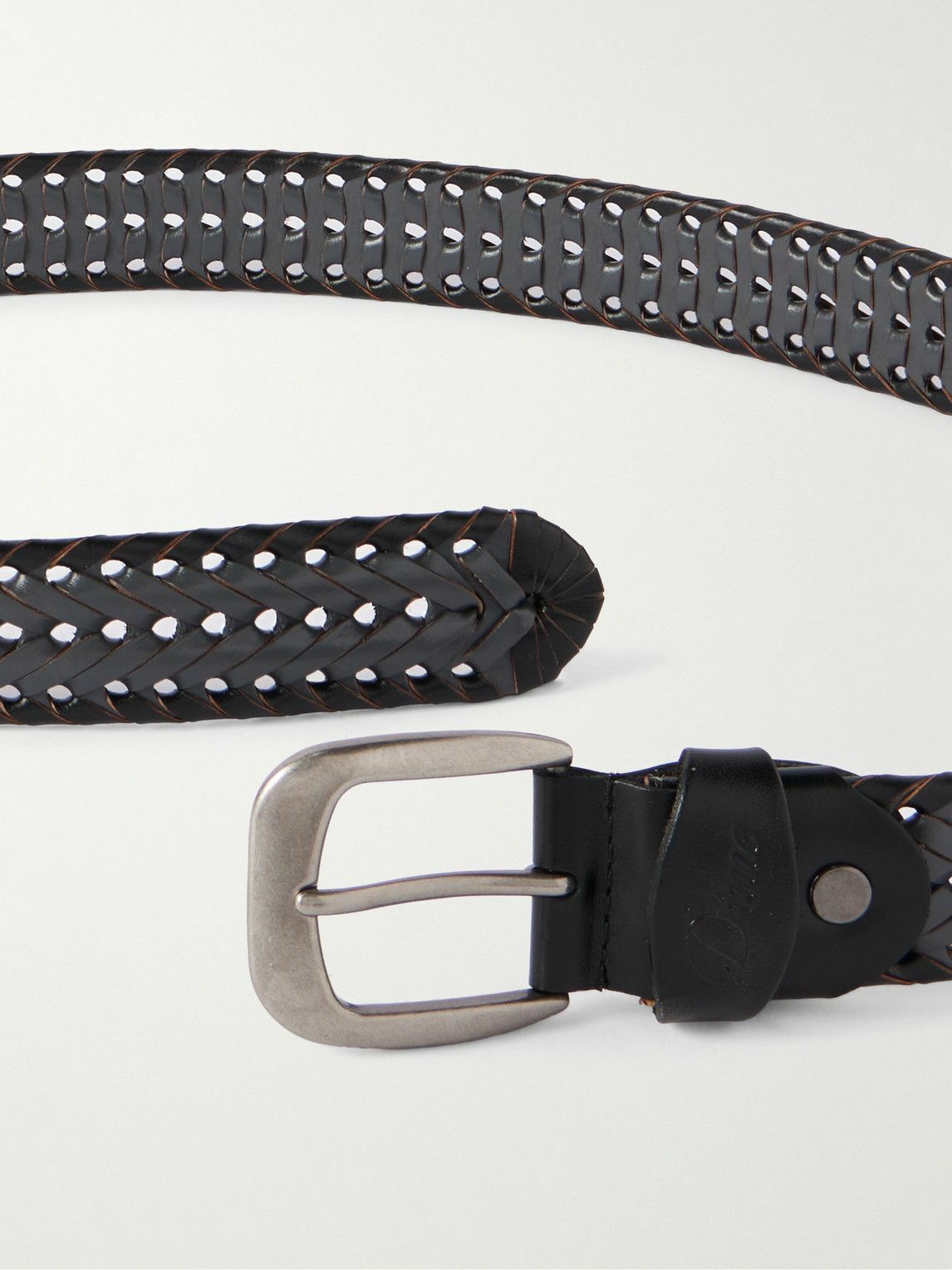 DIME - 3.5cm Braided Leather Belt - Black