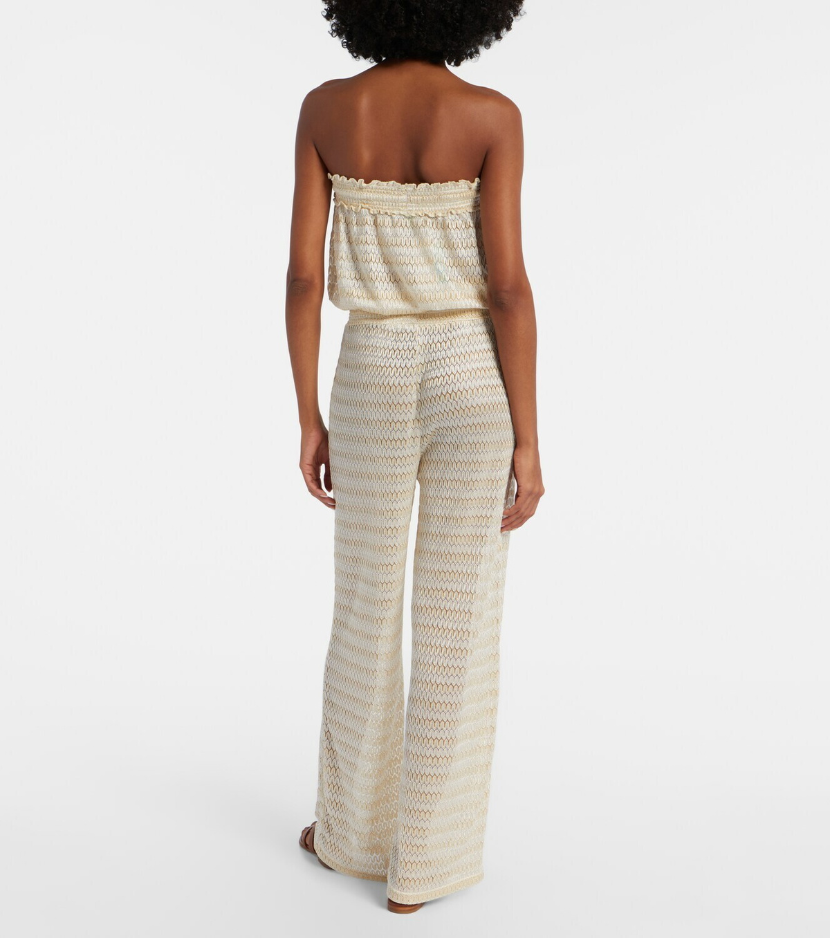 Melissa Odabash Semi-sheer lamé jumpsuit