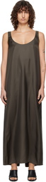Róhe Brown Silk Scoop-Neck Maxi Dress