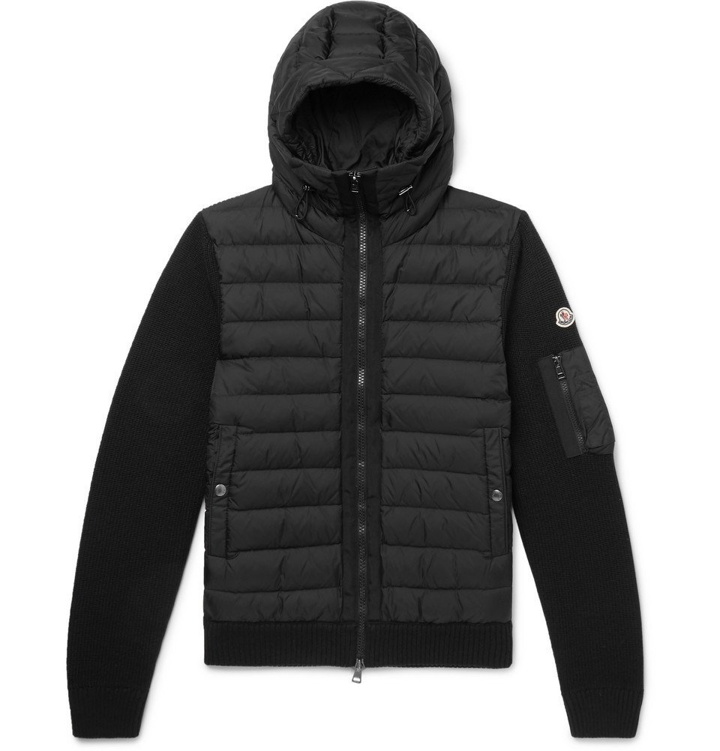 Photo: Moncler - Panelled Wool-Blend and Quilted Shell Hooded Down Jacket - Men - Black