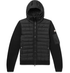 Moncler - Panelled Wool-Blend and Quilted Shell Hooded Down Jacket - Men - Black