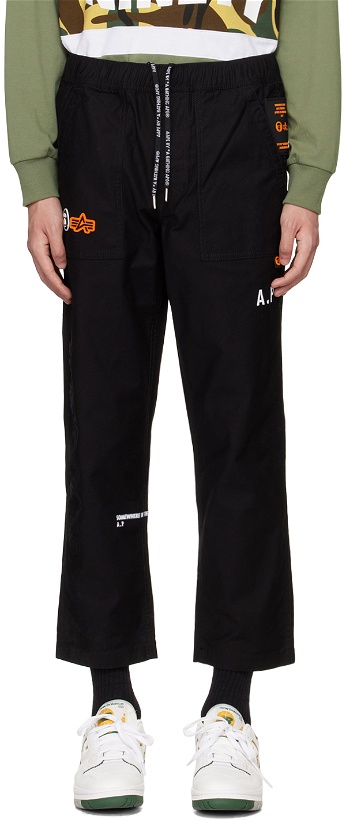 Photo: AAPE by A Bathing Ape Black Alpha Industries Edition Trousers