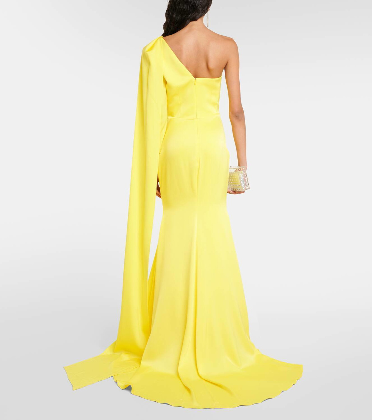 Alex Perry Caped one-shoulder satin gown