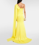 Alex Perry Caped one-shoulder satin gown