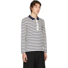 Linder Off-White and Navy Striped Rugby Polo