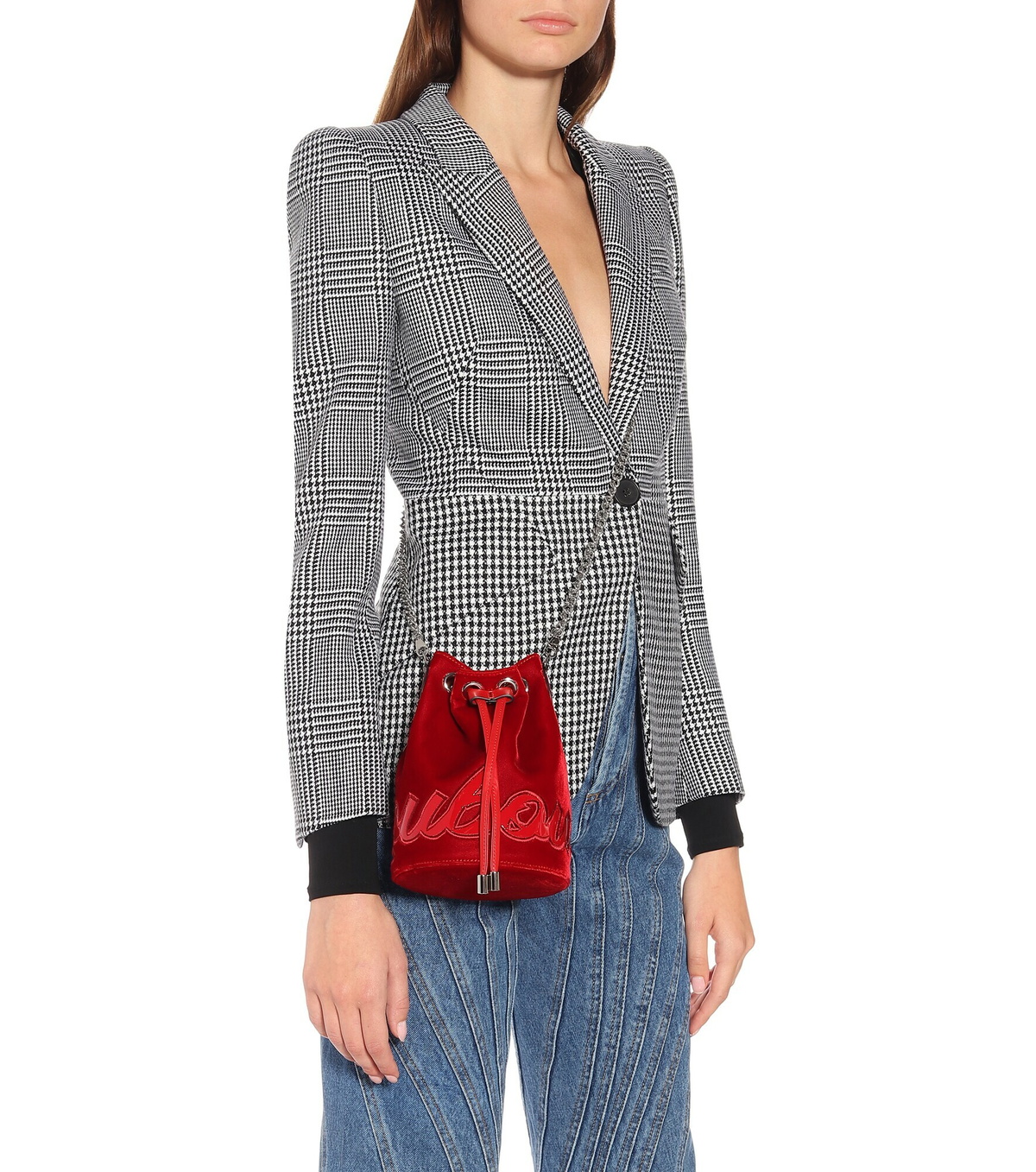 Christian Louboutin - Marie Jane velvet bucket bag