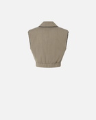 Pinko Short Vest With Lapels And Elastic Flask Brown