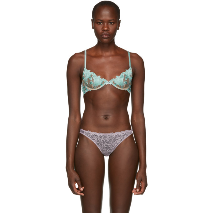 Photo: Fleur du Mal Green Lily Lace Plunge Demi Bra