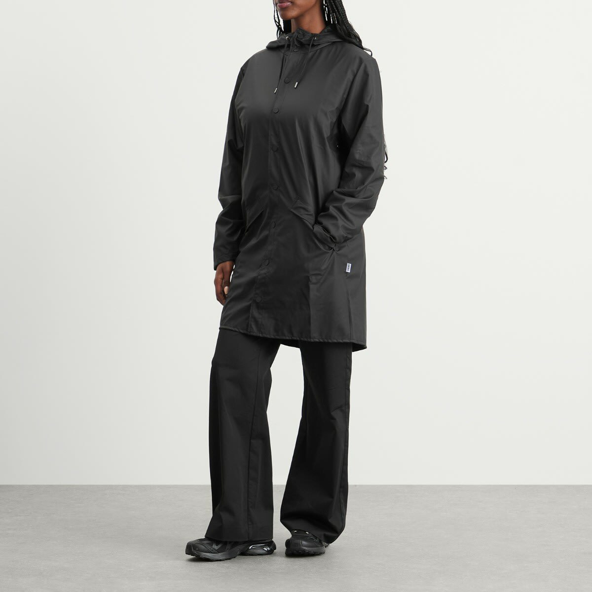 Rains Long Jacket in Black