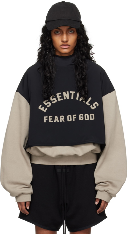 Photo: Fear of God ESSENTIALS Gray & Black Bonded Hoodie