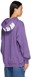 MSGM Purple Maxi Logo Print Hoodie