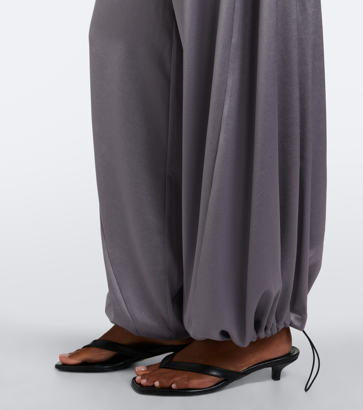 Jacques Wei Leather-trimmed satin wide-leg pants