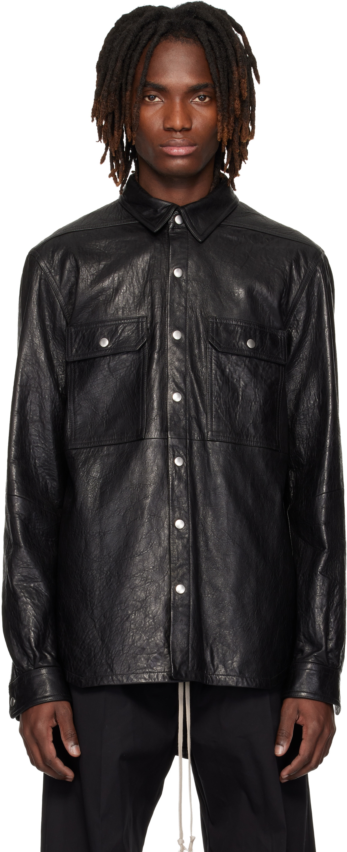 Rick Owens Black Temple Lambskin Outershirt
