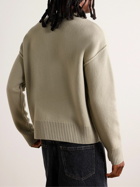 AMI PARIS - Logo-Intarsia Virgin Wool Sweater - Neutrals