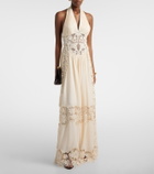 Elie Saab Georgette and macramé gown