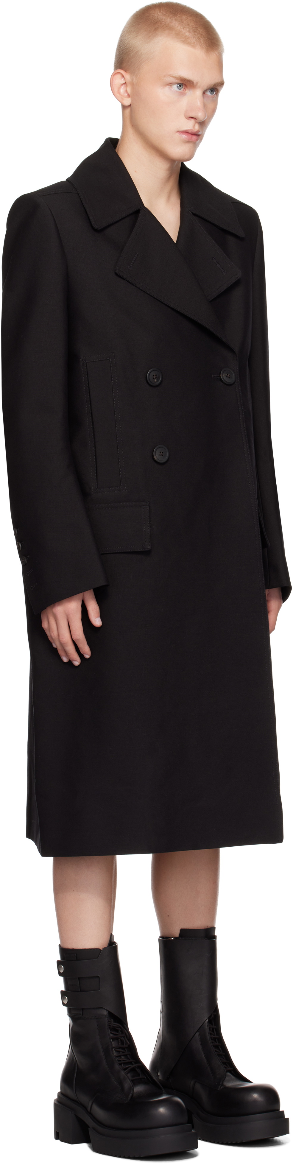 Rick Owens Black Porterville Slim Drella Coat Rick Owens