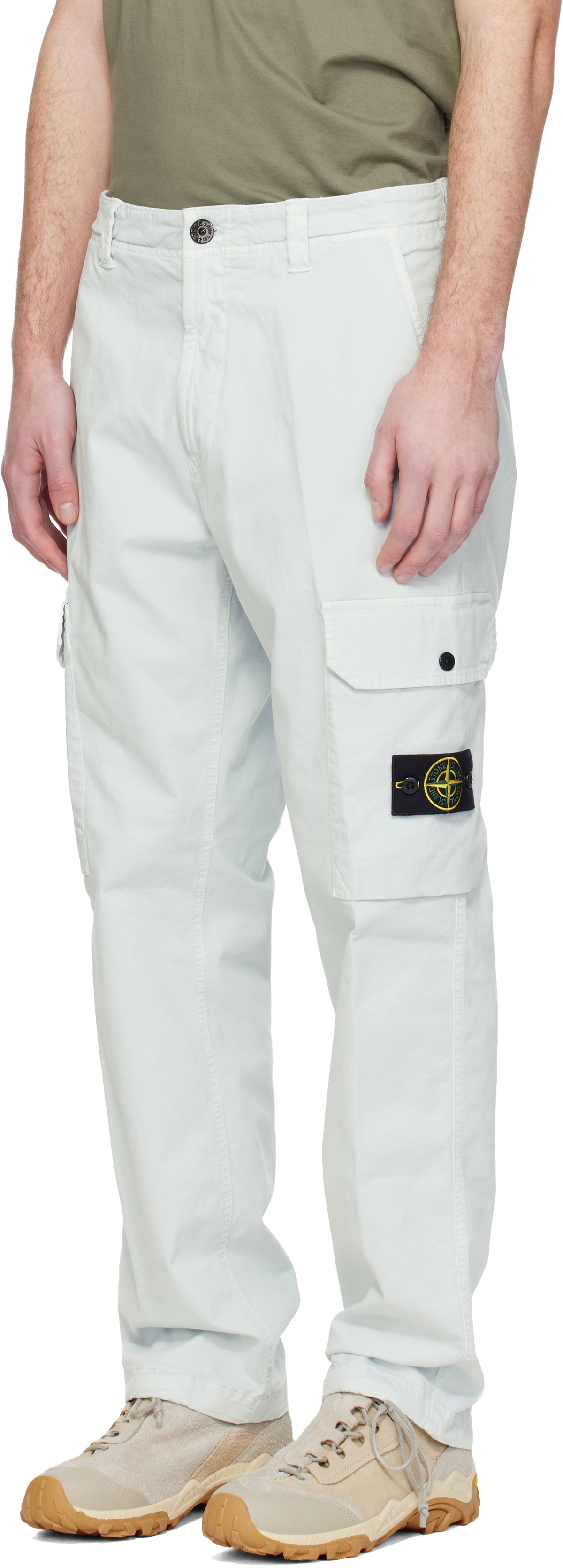 Stone Island Blue 3100011 Organic Broken Twill Old Effect Cargo Pants