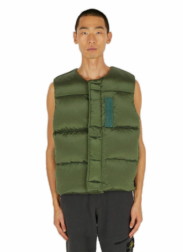 Photo: Compass Patch Down Sleeveless Jacket in Green