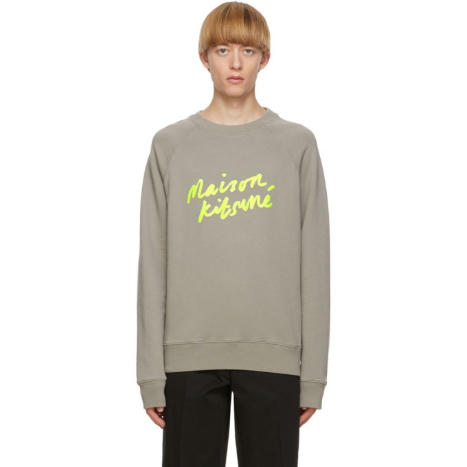 Maison Kitsune Grey Handwriting Sweatshirt Maison Kitsune