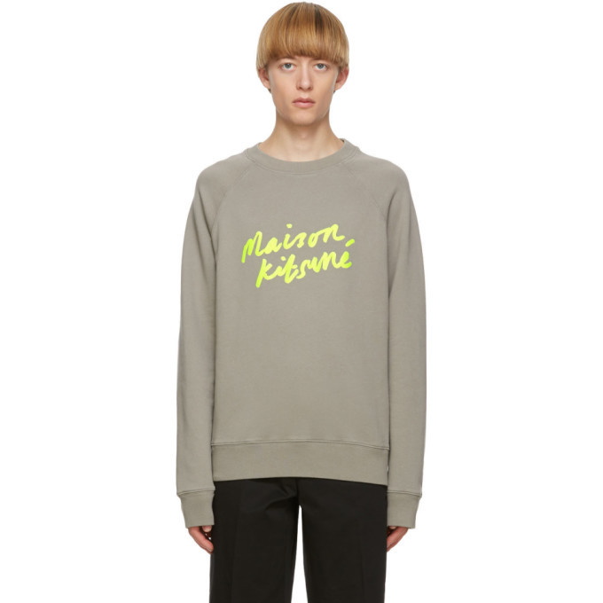 Photo: Maison Kitsune Grey Handwriting Sweatshirt