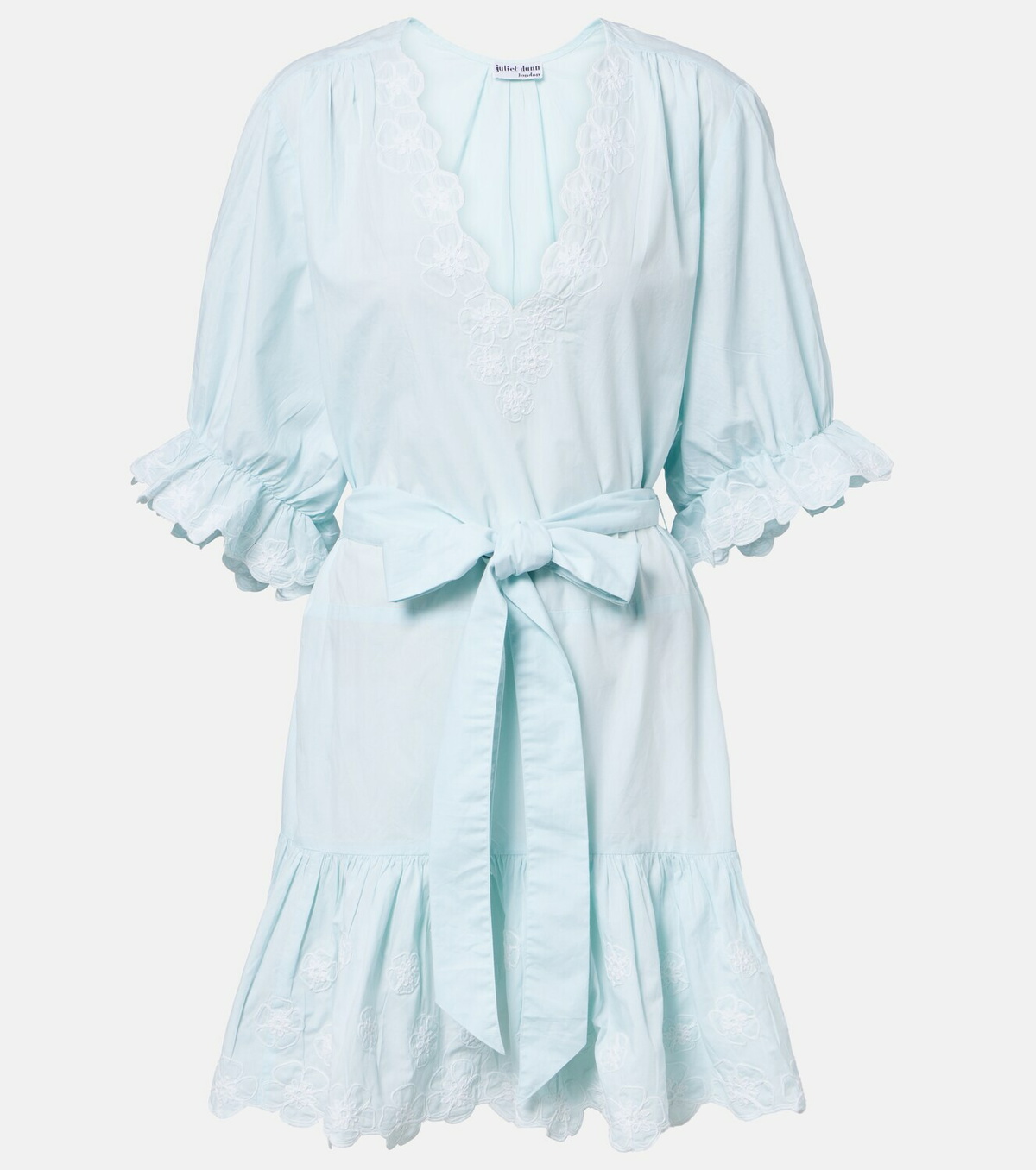 Juliet Dunn Embroidered cotton poplin minidress