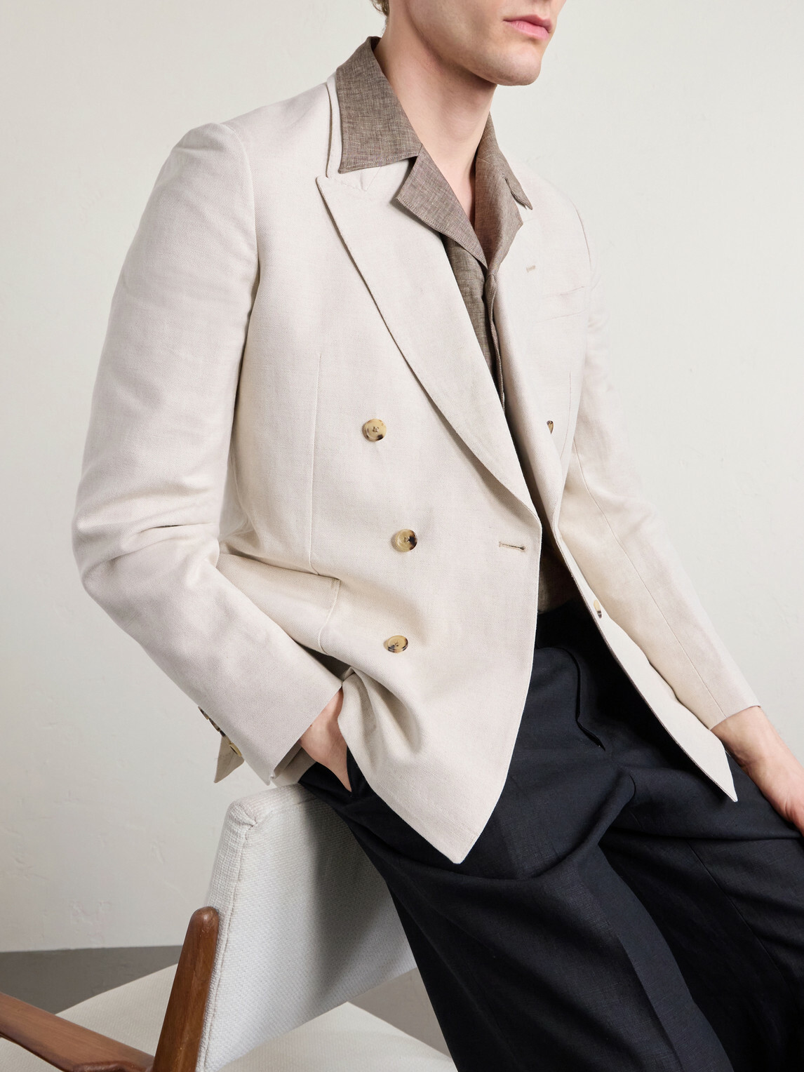 Paul Smith - Double-Breasted Linen and Cotton-Blend Blazer - Neutrals