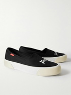 Palm Angels - Logo-Print Cotton-Canvas Slip-On Sneakers - Black