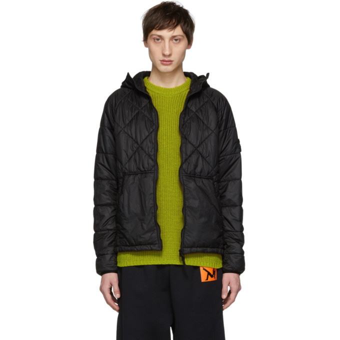 Photo: Stone Island Black Ripstop Quilted Hooded Jacket