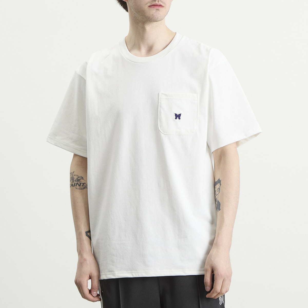 Needles Men's Papillion Pocket T-Shirt in White