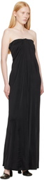 Ferragamo Black Sleeveless Gathered Maxi Dress