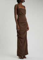 Paris Georgia Raf Gathered Maxi Dress Brown