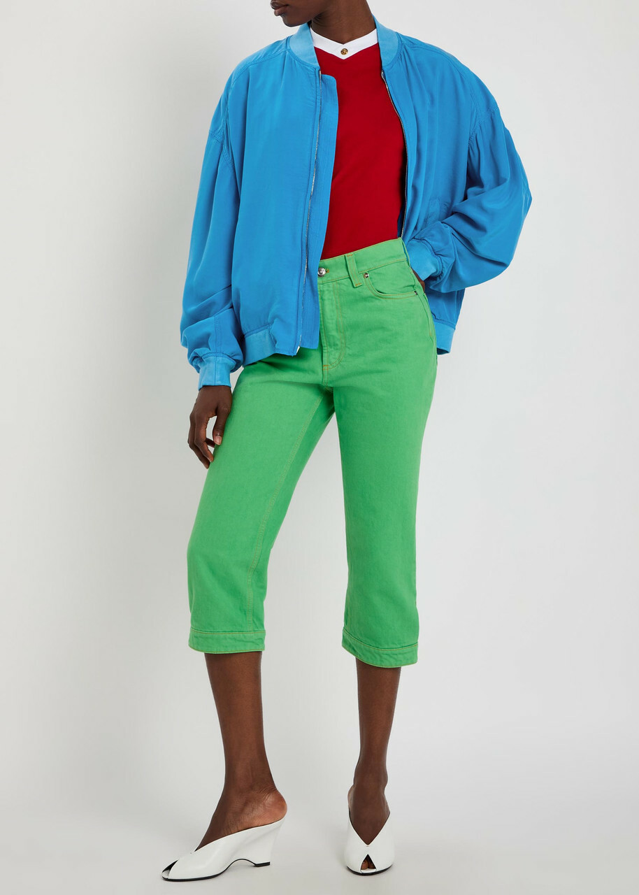 Versace Silk-poplin Bomber Jacket Blue