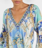 Camilla Embellished floral silk crêpe blouse
