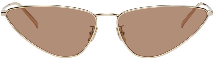 Photo: Saint Laurent Gold Shiny Cat-Eye Sunglasses